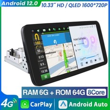 10.33” 6+64GB Android 8Core Single 1 DIN Apple Carplay Car Stereo Radio GPS DSP