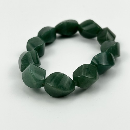 Genuine Nephrite Jade Chunky Beaded Stretch Bracelet Natural Stone Statement - Picture 4 of 7