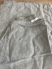 Bryn Walker Wide Leg No Pocket Flat Front Iridescent Blue-grey Linen Pants