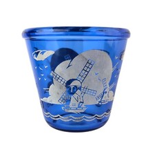 Hazel Atlas Depression Glass Small Ice Bucket Cobalt Blue Windmill 4.25 x 4.5"