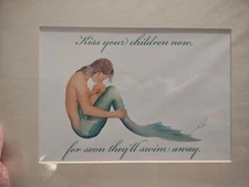 Robert Kline Mermaid Mom And Infant Print Signed Matted 11"x14" Watercolor 