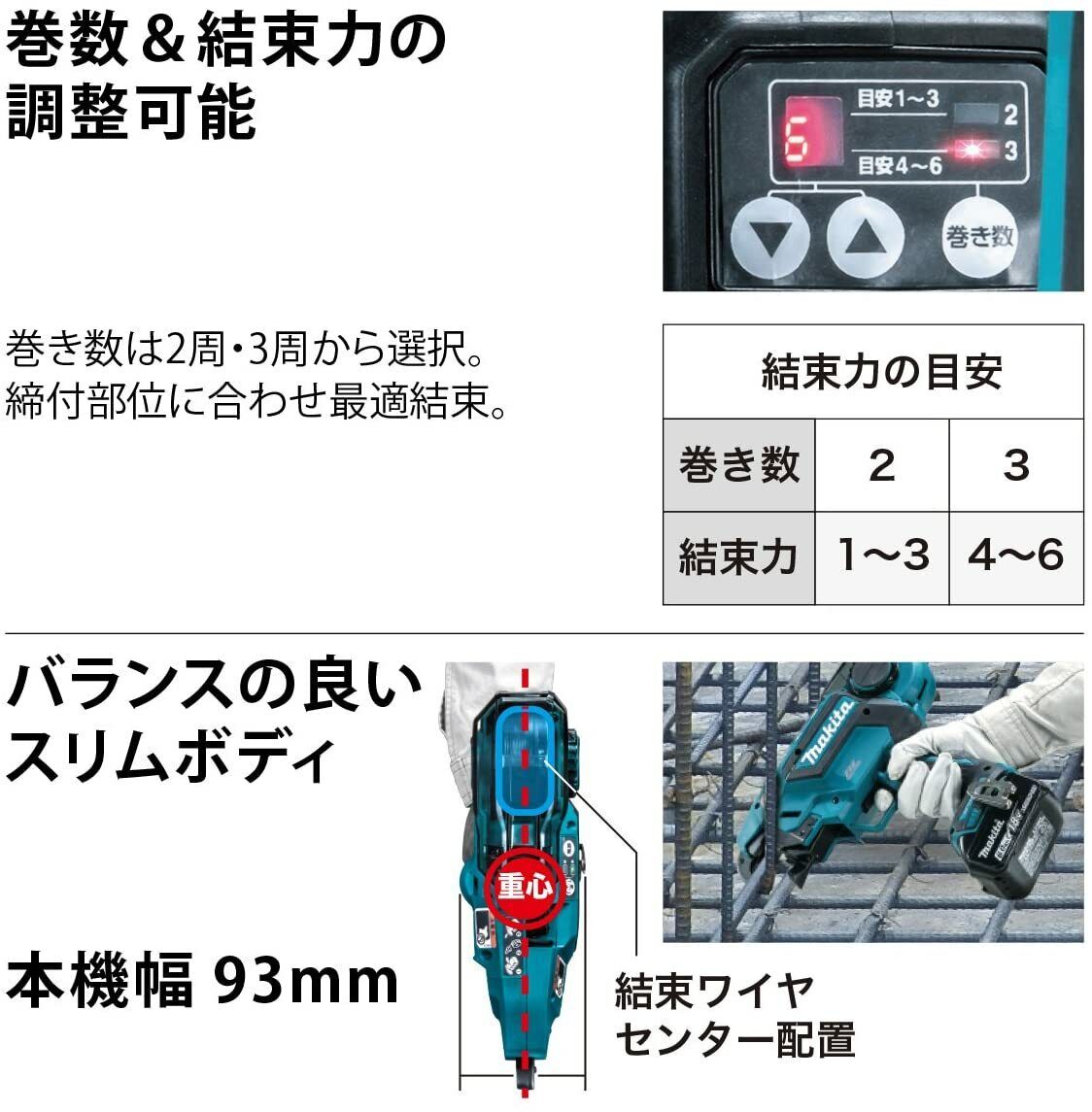 Makita 18/14.4V Rebar Tier Tying Machine TR180DZK Unity Speed 0.85 