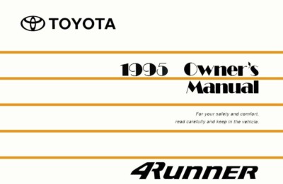 1995 Toyota 4Runner Owners Manual User Guide Reference Operator Book