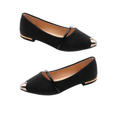  Beige Trendy Shoes Pearl Pumps Attractive Lady Flat Miss Woman