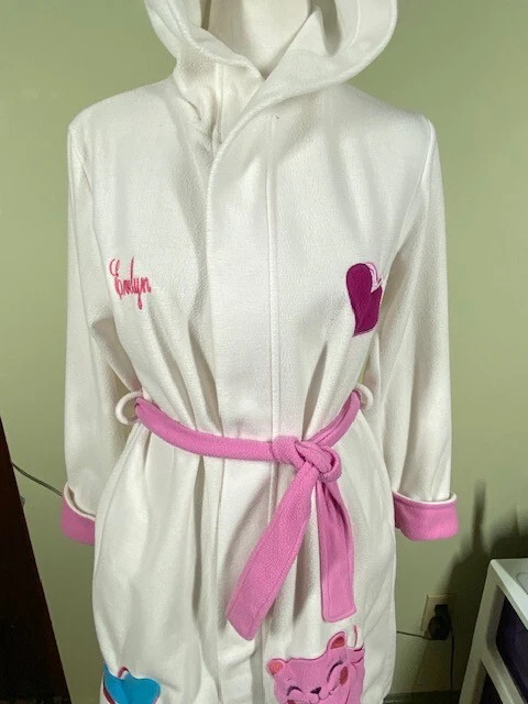 Compañía Niños Niñas Talla L Bata de Baño Gatito y Corazones Con Capucha Bordada con Evelyn Foto 3 de 4