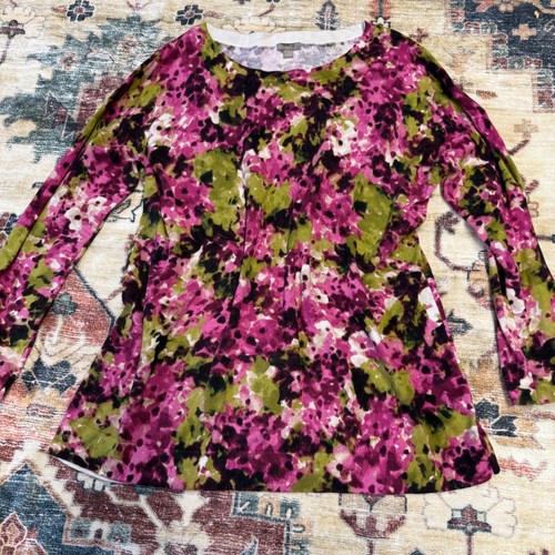J. Jill Floral Print Long Sleeve Knit Top Lightweight Comfy Casual Large