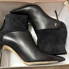 JIMMY CHOO Minori Black Croc-Embossed Leather Ankle Zip Boots Size 38