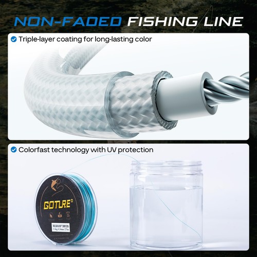 Lenza da Pesca Intrecciata per Acqua Salata e Dolce, Zero Stretch, Bassa Memoria, - Foto 5 di 8