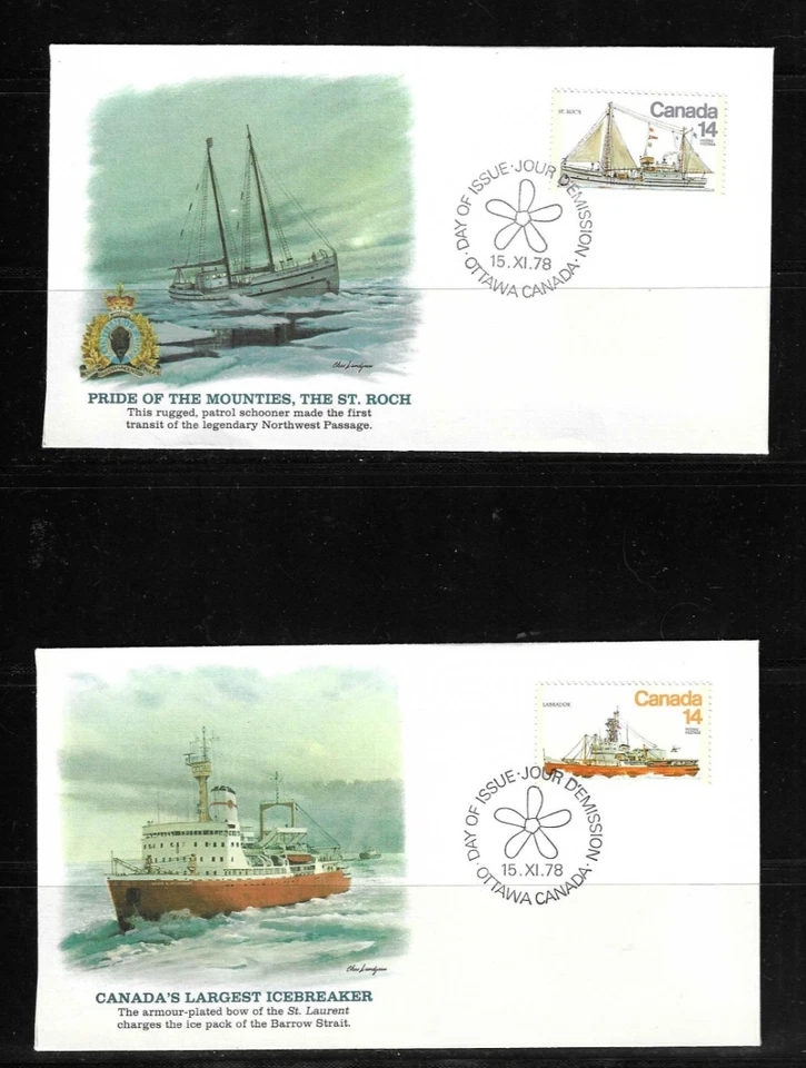 Buques de hielo canadienses Canada SC # 776-779 y 779a. Fleetwood Cachet Foto 2 de 2