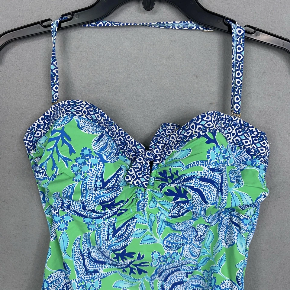 Traje de baño Lilly Pulitzer One Piece para mujer 12 verde azul floral Jagger Resort Vaca Foto 2 de 4