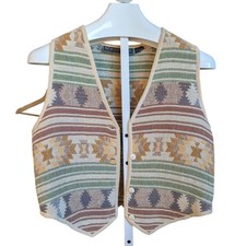 Vintage New Identity Woven Southwestern Tapestry Vest Size Medium