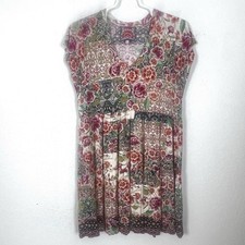 Johnny Was Aztec Flower Tiered Hem Mini Casual Dress Large L