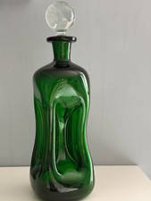 Vintage Jacob Bang 'Kluk kluk'  Emerald Green Decanter with stopper - 35cms