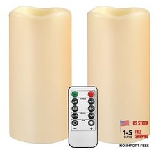 Large Outdoor Waterproof Flameless Candles with H04 Ivory 2pack Waterproof