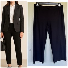 Eileen Fisher Washable Crepe Straight Pants M Black Pull On Minimalist Capsule