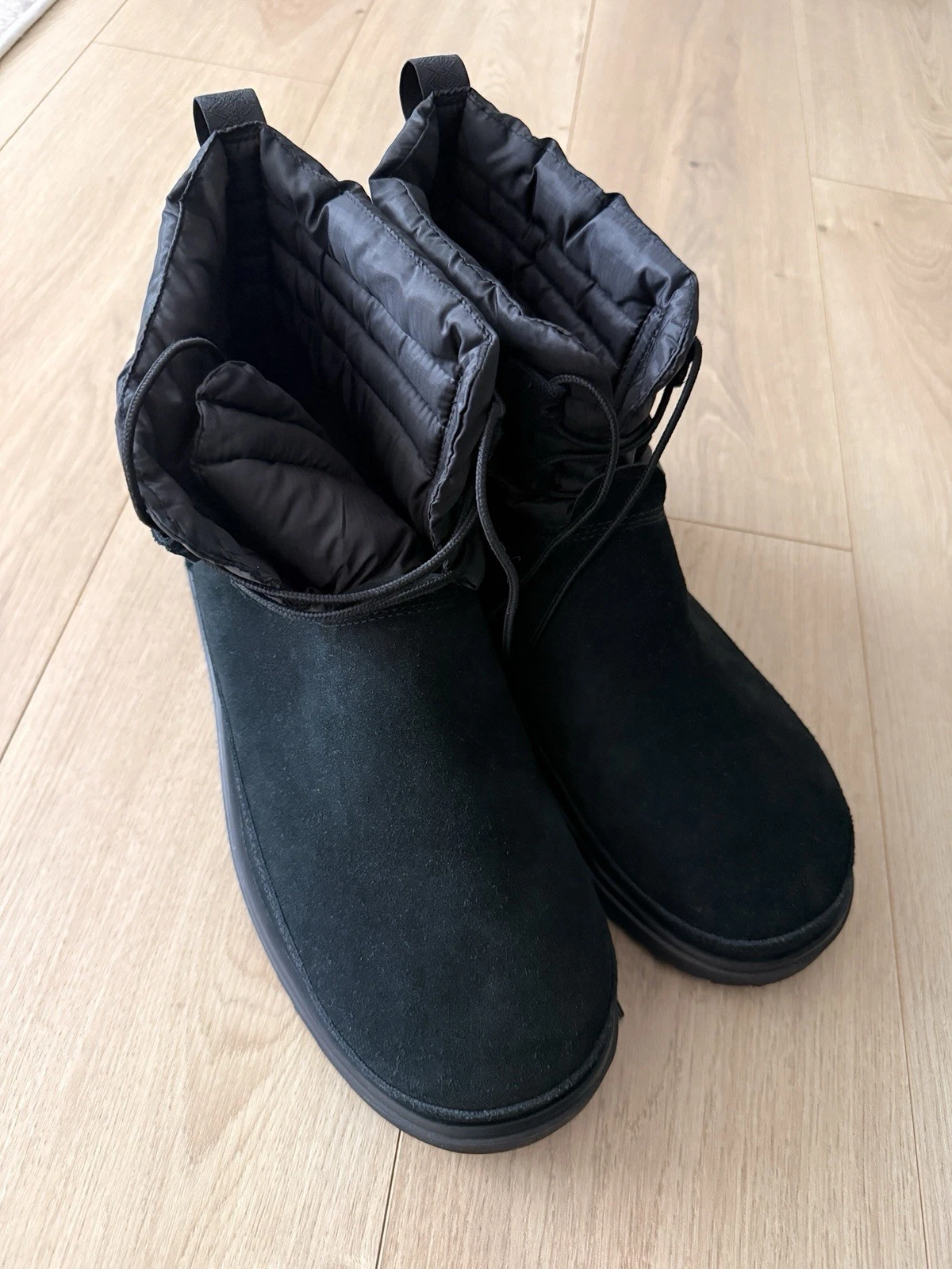 UGG CLASSIC MINI LACE UP WEATHER BLACK LEATHER WATERPROOF MEN'S BOOTS SIZE US 13