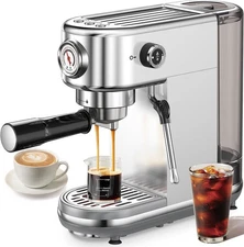 Espresso Machine with Milk Frother, 20 Bar High Pressure Professional Espress...
