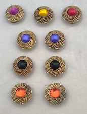 Rope Motif Button Covers Multi Color Cabochons 9 Pcs