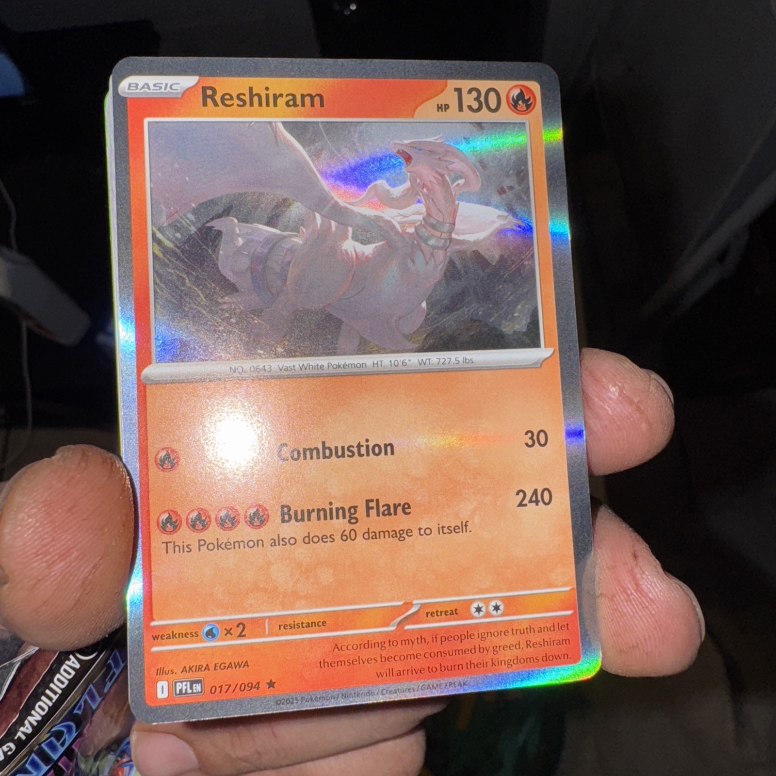 Reshiram 17/94 Holo Pokemon Phantasmal Flames