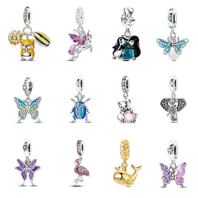 Fashion Original 925 Silber DIY Charm CZ Schmetterling Tier für Frauen Armband