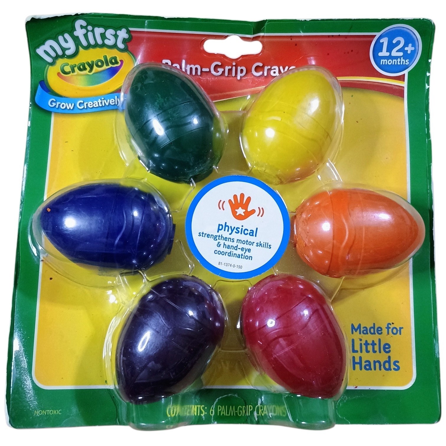 Crayola My First Egg Crayons 6 Pack Palm-Grip 81-1374 Made f
