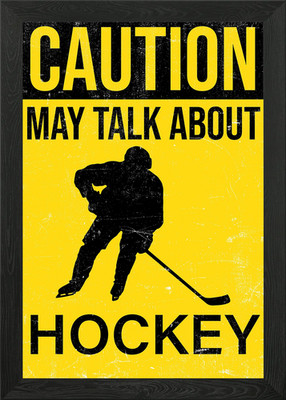 Gerahmtes Wandbild Poster Leinwanddruck Bild Lustige Vorsicht Hockeyliebhaber