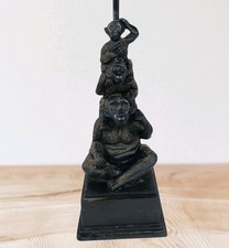Monkey 3 Monkeys Table Lamp Stacked Unique Rare Resin Carved