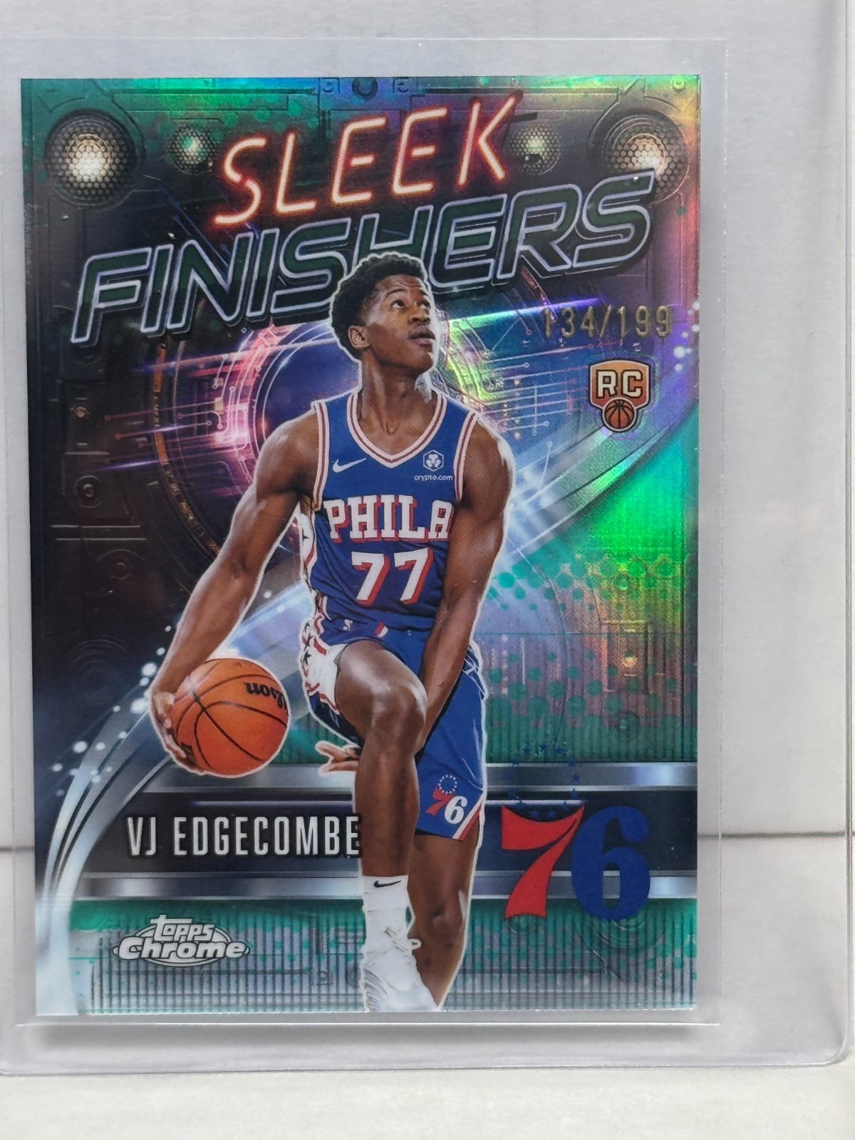 VJ Edgecombe 2025-26 Topps Chrome Sleek Finishers Rookie AQUA REFRACTOR /199