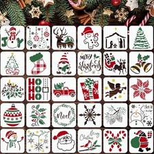 30 Pcs Christmas Stencils Reusable,3x3in Small Stencil for...