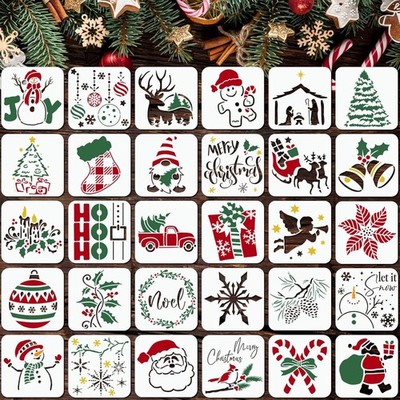 30 Pcs Christmas Stencils Reusable,3x3in Small Stencil for... 