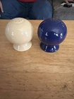 Vintage Fiesta Ware Salt & Pepper Shakers. Blue +Warm Ivory