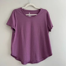 All in Motion Size L Purple T-Shirt Polyester/Spandex Blend Round Hem