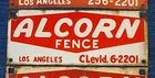 Vtg Alcorn Porcelain Metal Fence Sign Los Angeles California Old Phone Number