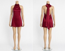 Show Me Your Mumu Lisa Mini Dress Womens Small Red Luxe Satin Self Lined Halter
