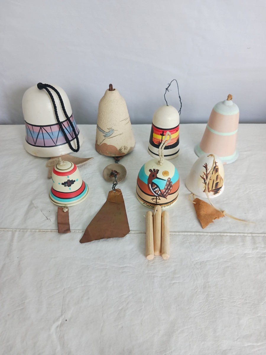 Lot of 7 Art Pottery Clay Bells Wind Chime Handmade Southwest 3 | eBay