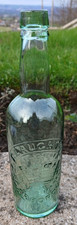 Laughton Scarborough late 19th century aqua glass whisky bottle. Super condition