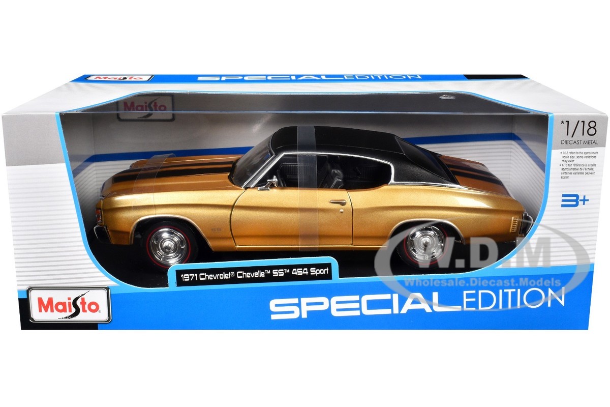 1971 CHEVROLET CHEVELLE SS 454 SPORT GOLD 1/18 DIECAST MODEL BY