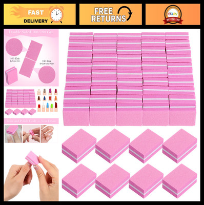 400 Mini Nail Buffers - 100/180 Grit Buffing Blocks for Acrylic & Natural Nails
