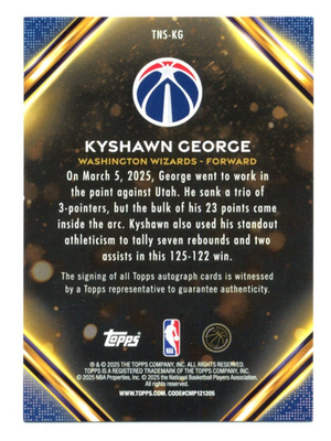 2025-26 Topps Notch Signatures TNS-KG Kyshawn George Auto Black