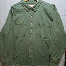 Scandia Woods Men's Long Sleeve Shirt 2XL Button Up 100% Cotton Hunter Green