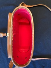 Vintage Brown Leather Binocular Case. Red interior.