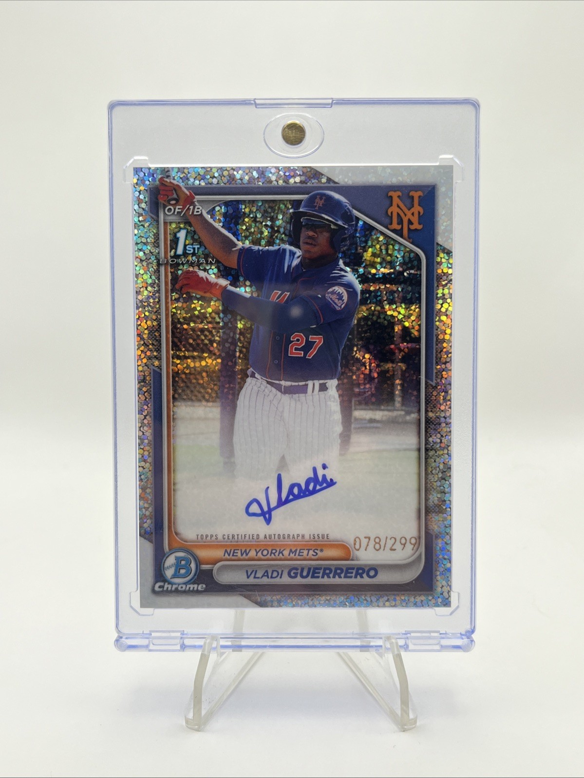 2024 Bowman Chrome Vladi Guerrero 1st Speckle Auto #CPA-VG Mets /299