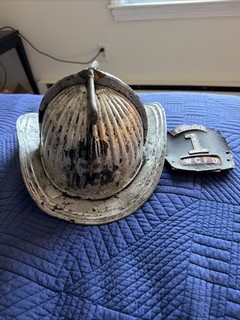 Vintage Cairns Brother Metal Fireman Helmet