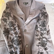DG2 Diane Gilman Floral Embroidered Gabardine...