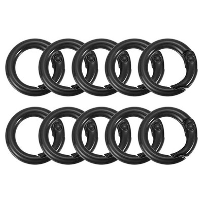 O Ring Clip, 10Pcs 20mm Zinc Alloy Colorful Spring O Ring for DIY (Black)