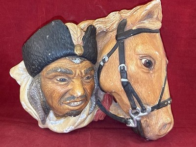 Vintage Bossons Style Chalkware Head Sculpture - Mogul Man with Horse