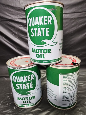 Vntg Oil Cans Quaker State 1qt SAE30 Oil & Gas Hotrod Ratrod Memorabilia  Decor 