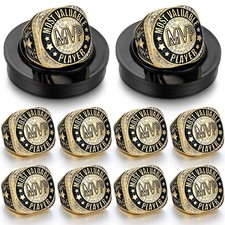 10 Pcs Basketball Softball Baseball MVP Dancer Champion Trophy Ring with Disp...