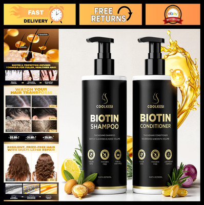 Biotin Hair Growth Shampoo & Conditioner Set, Onion Anti-Hair Loss Treatment, 2x