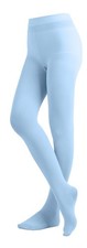 EMEM Apparel Women's Solid Colored Opaque Microfiber Footed Tights C Light Blue